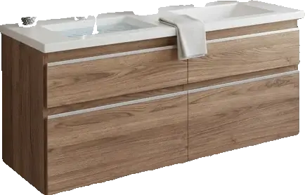 Vanitory doble bacha de 120 cm en olmo
