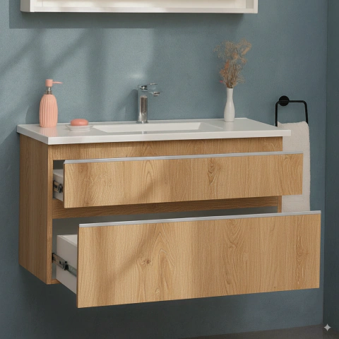 Vanitory 100 cm Olmo Finlandés · 2 Cajones