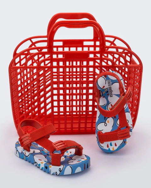 Sandália Mini Melissa Play Azul/Vermelho