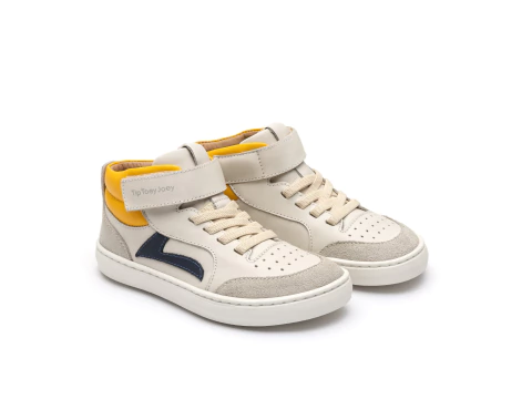 Tênis Infantil - Correr e Brincar - Landy High Top Bege/Marinho/Amarelo- Tip Toey Joey
