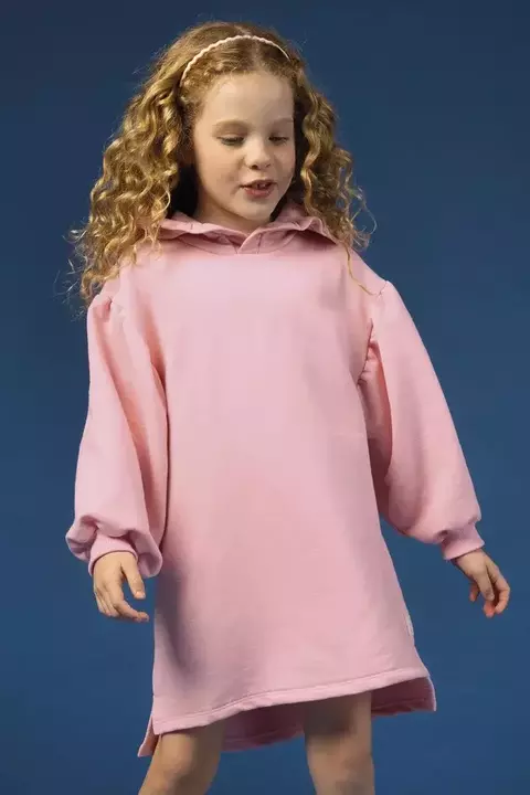 Vestido Moletom - Color Rosa Bebê - Bugbee