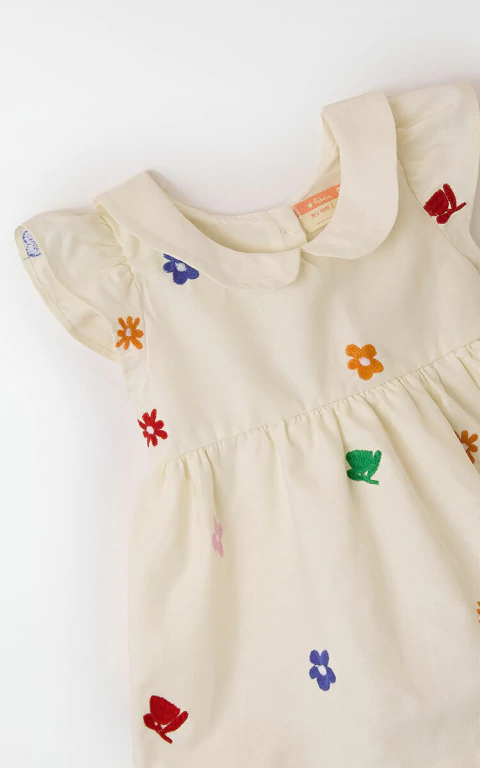 Vestido Bebê Bordado Jardinzin - Fabula
