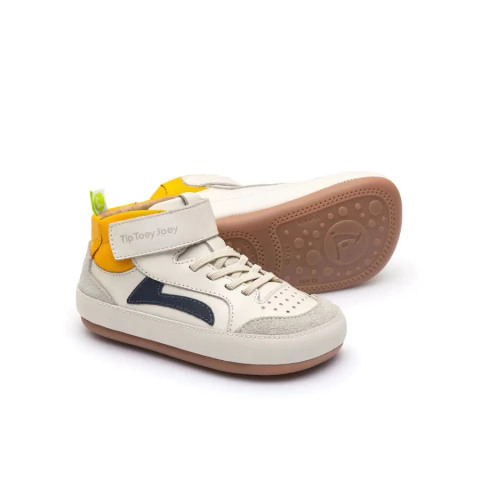 Tênis Infantil Andar E Equilibrar - Landy High Top - Bege/Marinho/Amarelo - Tip Toey Joey