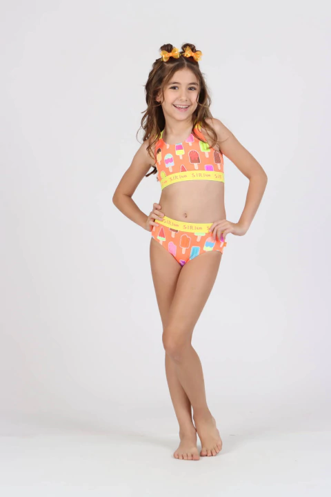 Biquini Cropped Kids Eduarda Estampa Picolé - Siri