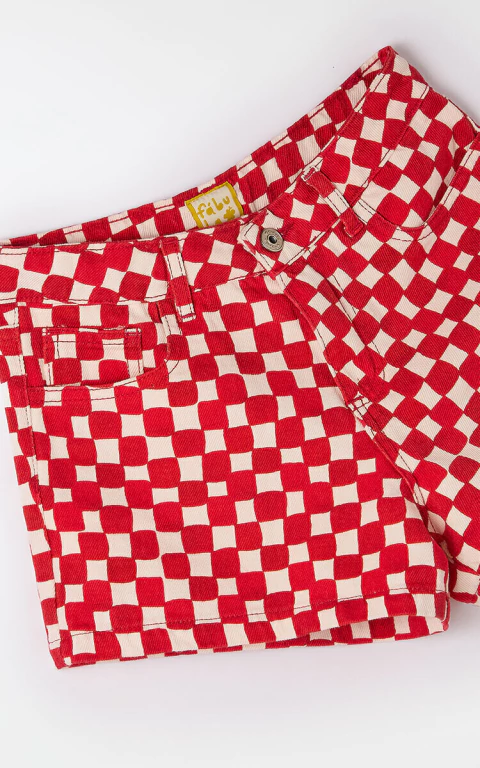 Short Sarja Quadriculadinho - Farm Futura