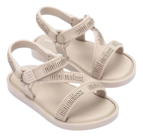 Sandália Mini Melissa Stripes M. Lover Bege Claro - Melissa