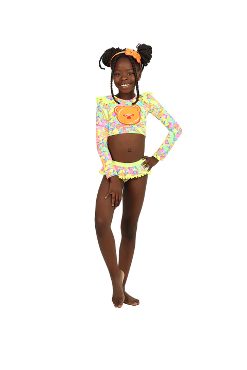 Biquini Conjunto Cropped Manga Longa Kids Luisa Estampa Candy - Siri