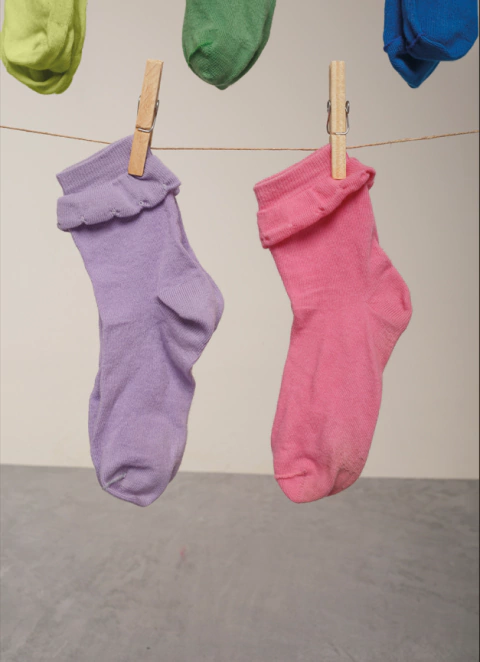 Meia Cano Medio Babados Roxa - Bugbee