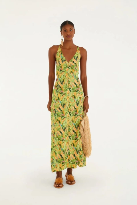 Vestido Recortes Floresta De Passarinho Adulto - Farm