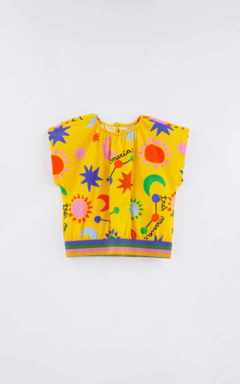 Conjunto Malha Três Marias Amarelo - Fabula