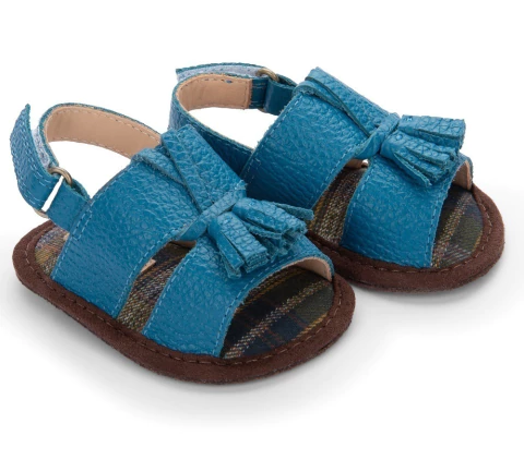 Sandalia Apito Couro Petroleo- Petit Cheval