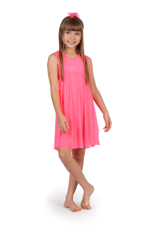 Vestido Kids Larissa Rosa Fluor - Siri