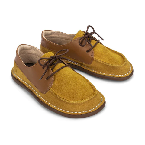 Sapato Dominó Couro Mostarda/Mascavo- Petit Cheval