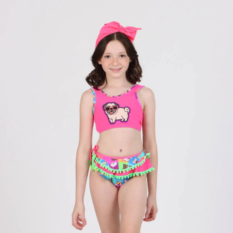 Biquini Cropped Kids Larissa Estampa Funny Dog - Siri