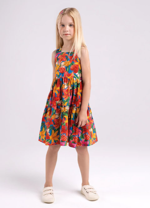 Vestido Tricoline Floral Tropical - Bugbee