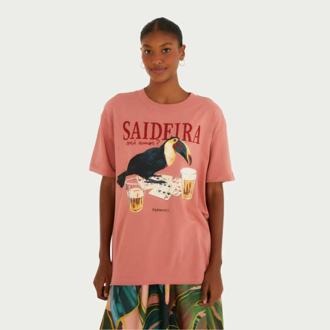 T-Shirt Média Saideira Rosa Dengo Adulto - Farm