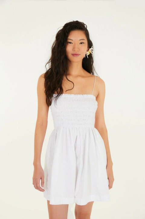 Vestido Curto Lastex Alcinhas Branco Adulto - Farm