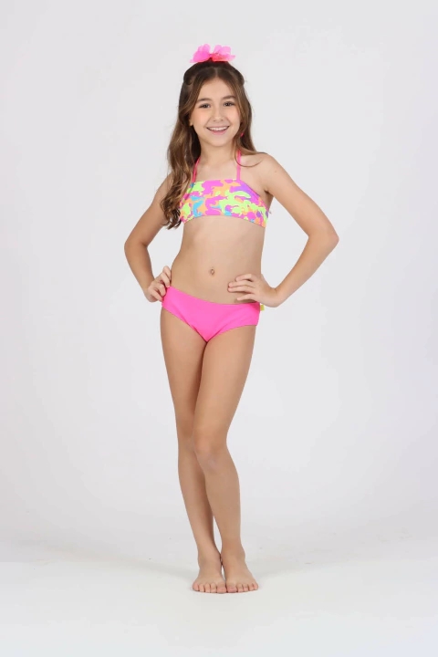 Biquini Faixinha Kids Rafa Estampa Oceano Camuflado - Siri