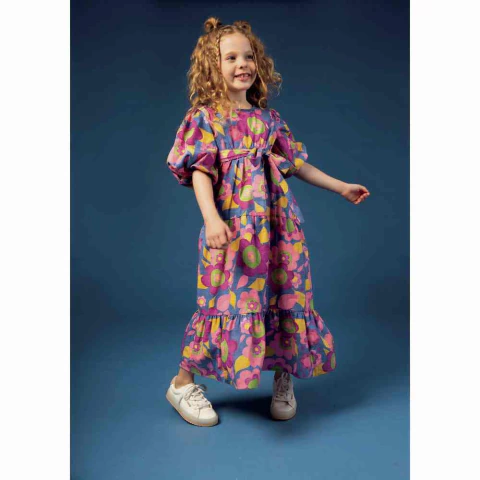 Vestido Tricoline - Color Floral Azul - Bugbee