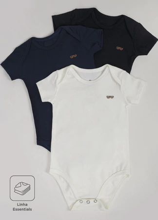 Body Cotton Essencial Manga Curta - Preto - Bugbee