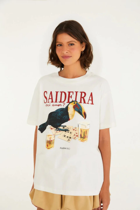 T-Shirt Media Saideira Off White Adulto - Farm