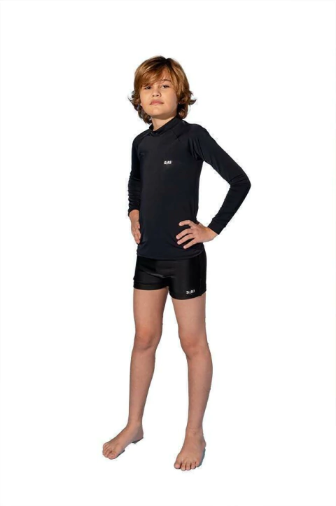 Blusa De Proteção UV Kids Pegando Onda Preto - Siri