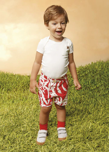 Conjunto Body Com Bermuda Floral - Vermelho - Bugbee