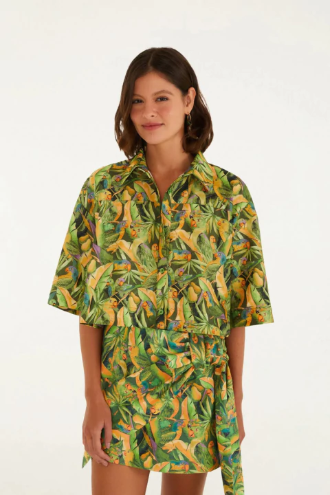 Camisa Floresta De Passarinho Adulto - Farm