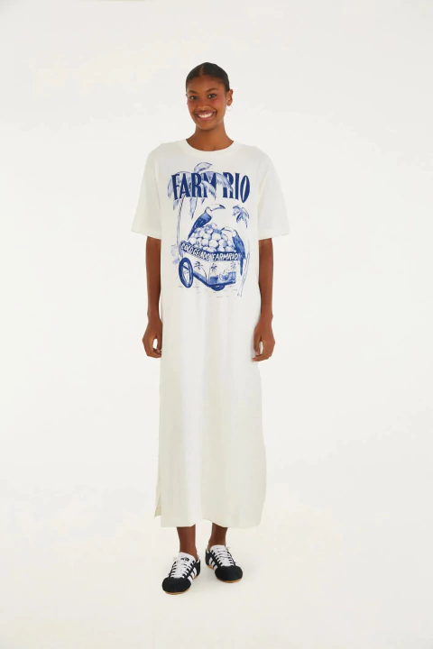 Vestido Midi Coco Gelado Azul Adulto - Farm