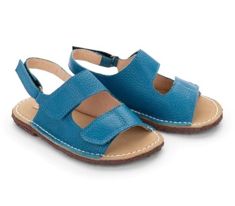 Sandalia Taco Couro Petroleo- Petit Cheval