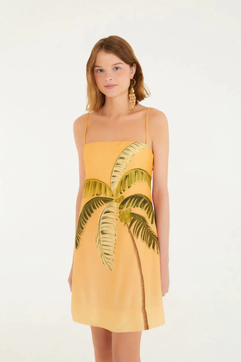 Vestido Curto Itacaré Coqueiro Laranja Adulto - Farm