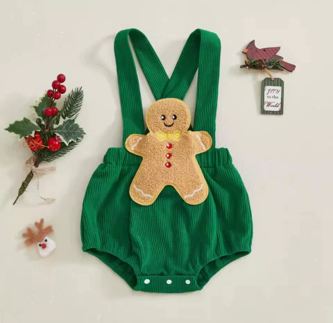 Jardineira Romper Natal Verde - Kurumim