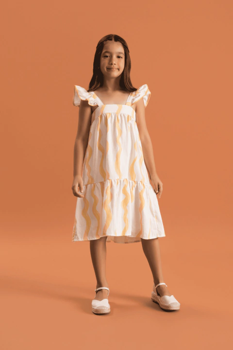 Vestido Tecido Natural Digital Listrado Sol - Bugbee