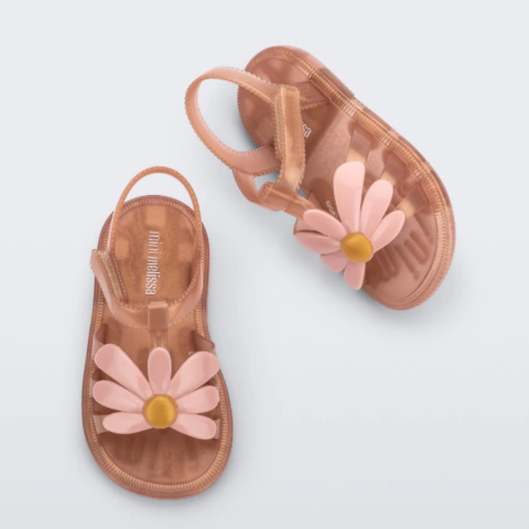 Sandália Mini Melissa Hip Bloomy Marrom Perolado - Melissa