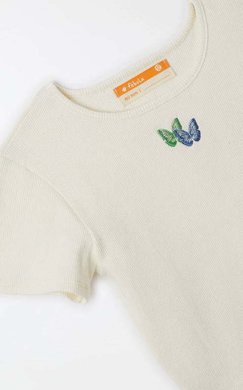 Top Rib Liso Bordado Brisa Rainbow - Farm Futura