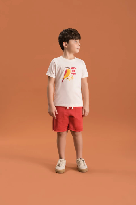 Conjunto Camiseta Malha Bermuda Moletom Mandioca - Bugbee