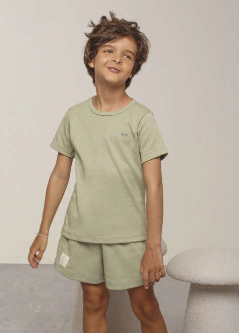 Conjunto Pijama Malha Fio Orgânico Verde - Bugbee