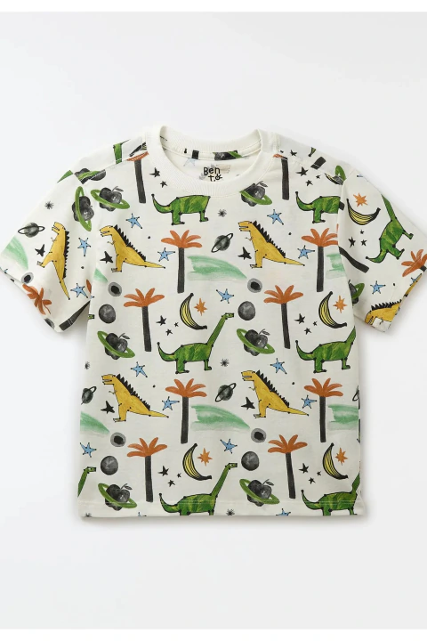 Camiseta Malha Infantil Noite do Dino - Fábula