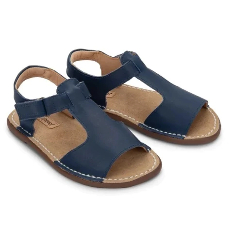 Sandália Carrossel Couro Marinho - Petit Cheval