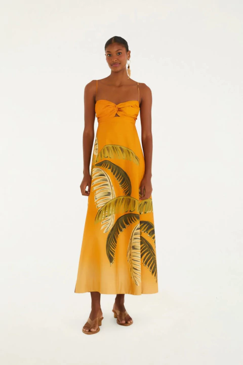 Vestido Itacaré Coqueiro Laranja Adulto - Farm