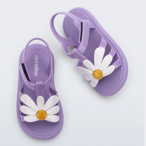 Sandália Mini Melissa Hip Bloomy Lilás/Branco - Melissa