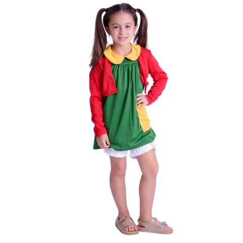 Fantasia Vestido Verde e Bolero Vermelho - Muvilê