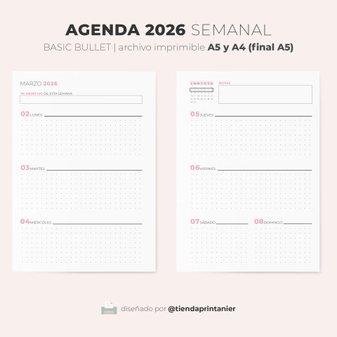 AGENDA 2026 SEMANAL | Basic bullet - comprar online