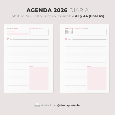AGENDA 2026 DIARIA | Basic renglones - comprar online