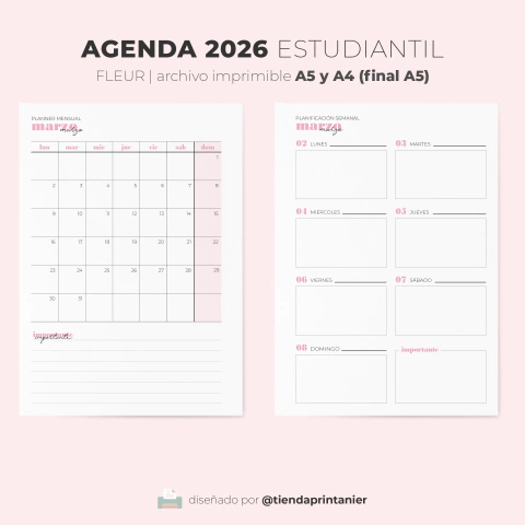 AGENDA ESTUDIANTIL 2026 | Fleur - comprar online