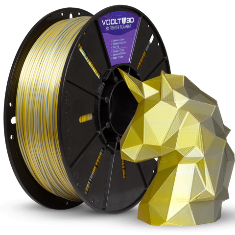 Filamento PLA Duo Color Alumínio e Dourado - 1KG