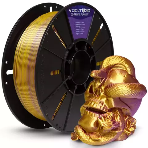 Filamento PLA Duo Color Dourado e Roxo V-Silk- 1KG