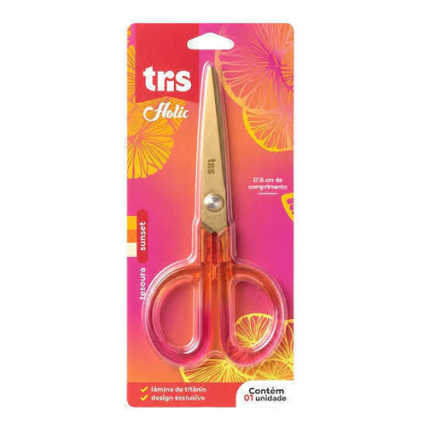 Tesoura Multifuncional Holic Sunset – 17,8 cm – Lâmina de Titânio -Cartela C/ 1 un – Tris