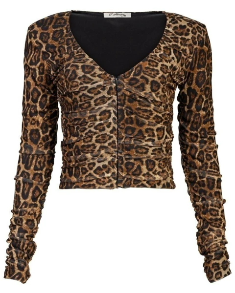 CHEETAH RUFFLED TOP - comprar online