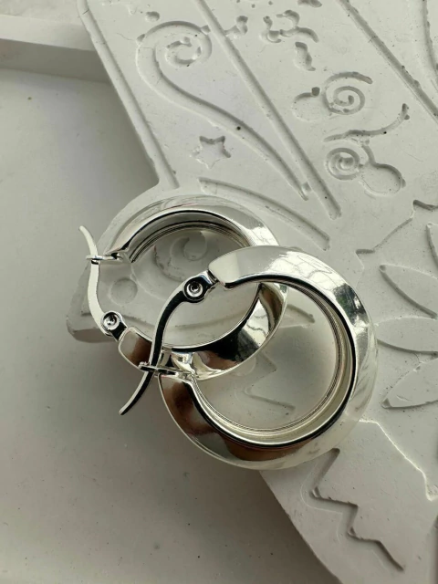 Aro Acero Blanco Argolla Maciza Chica - comprar online